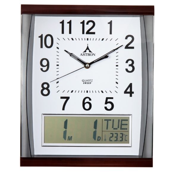 Astron falióra, quartz, barna színű tok, LCD kijelző (dátum, nap, hőmérséklet)