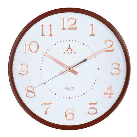 Astron falióra, quartz, barna színű műanyag tok, fehér arab számos számlap, sweep (halk járású szerkezet)