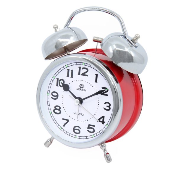 Merion fém ébresztőóra, quartz, piros színű, 3.5^