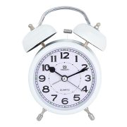   Ceas deșteptător metalic MERION, mecanism quartz, culoare albă, 3.5"