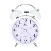   Ceas deșteptător metalic MERION, mecanism quartz, alb, 3"