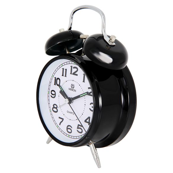 Ceas deșteptător metalic MERION, mecanism quartz, culoare neagră, 4"