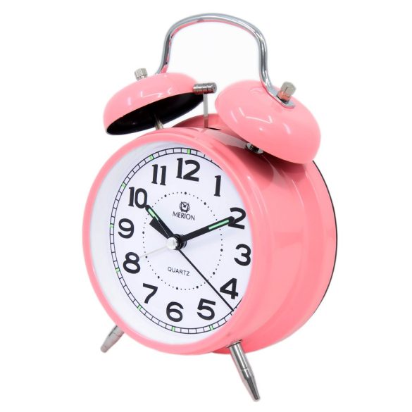 Merion fém ébresztőóra, quartz, rózsaszín, 4^