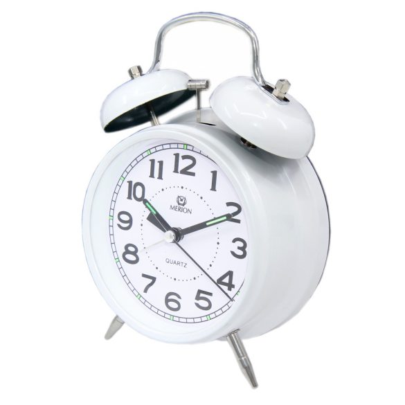 Merion fém ébresztőóra, quartz, fehér színű, 4^