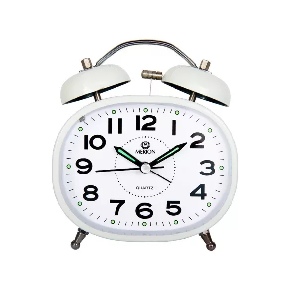 Ceas deșteptător Merion din metal, mecanism quartz, culoare argintie
