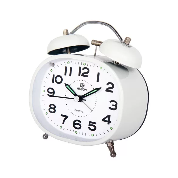 Ceas deșteptător Merion din metal, mecanism quartz, culoare argintie