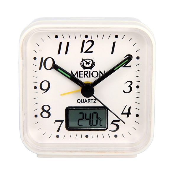 6851-7 Merion ceas deșteptător alb, quartz, analog-digital