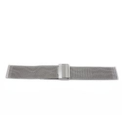   Acél karóra csat, fonott (mesh) dizájn, ezüst színű, 105+80 mm/22 mm