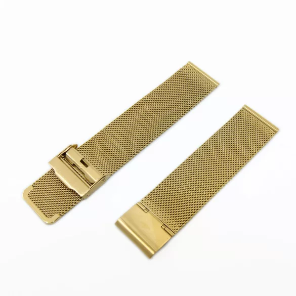 Acél karóra csat, fonott (mesh) dizájn, arany színű (IPG), 105+80 mm/22 mm