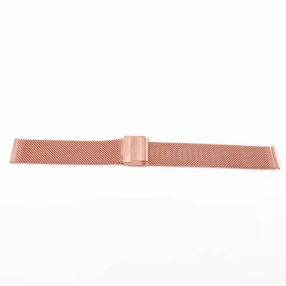 Acél karóra csat, fonott (mesh) dizájn, rózsaarany színű (IPR), 105+80 mm/18 mm