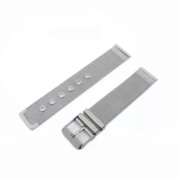 Acél karóra csat, fonott (mesh) dizájn, ezüst színű, 105+80 mm/18 mm