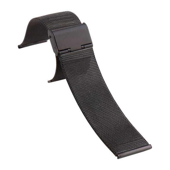 Karóra csat, acél, fonott (mesh) dizájn, fekete színű, 22mm