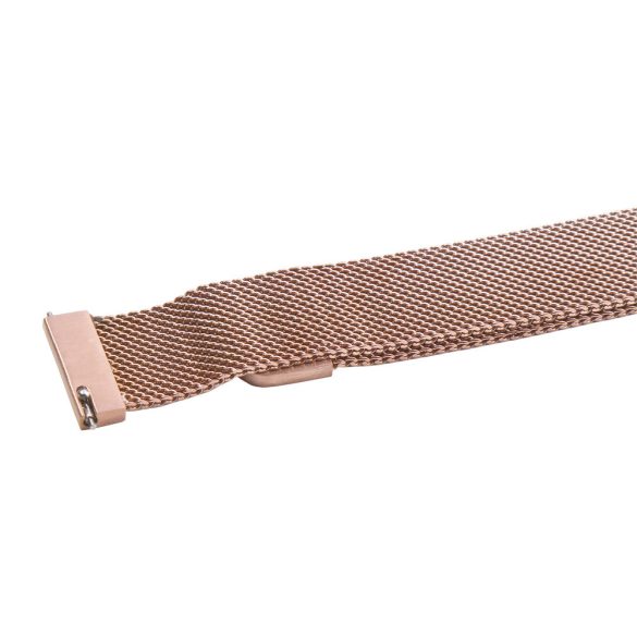 Karóra csat, acél, fonott (mesh) dizájn, gyorskioldós, mágneses zárral, rózsaarany színű, 18mm