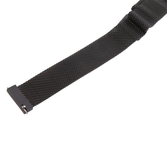 Karóra csat, acél, fonott (mesh) dizájn, gyorskioldós, mágneses zárral, fekete színű, 18mm