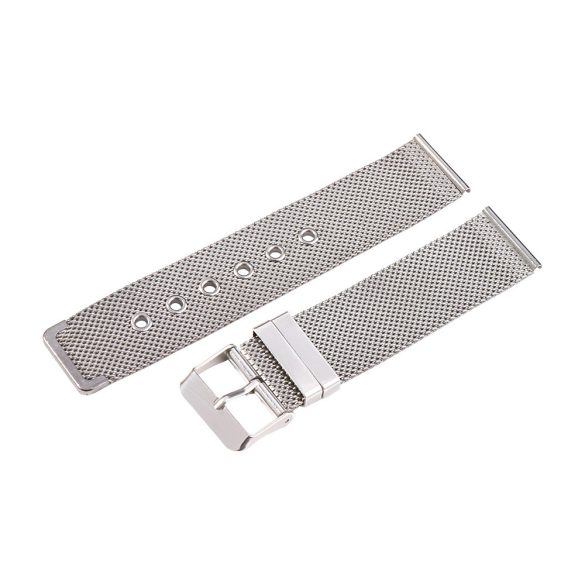 Karóra csat, acél, fonott (mesh) dizájn, ezüst színű, gyorskioldós, 22mm