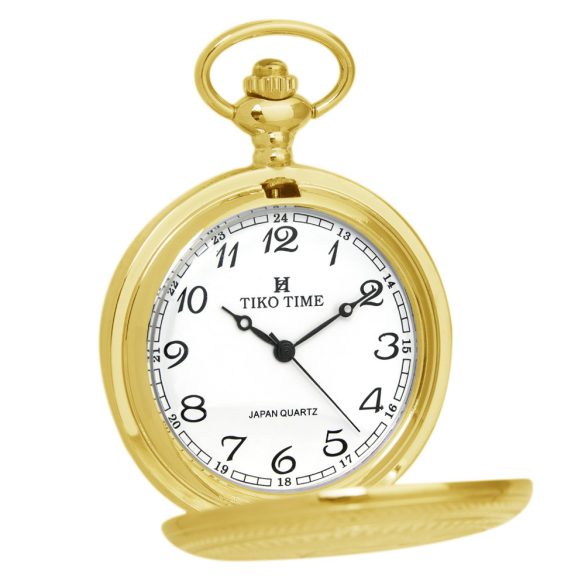 Tiko Time zsebóra, quartz, arany színű fémtok, fehér / arab számos számlap