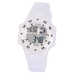   Ceas de damă Tiko Time, material plastic, mecanism quartz, culoare albă, afisaj LCD