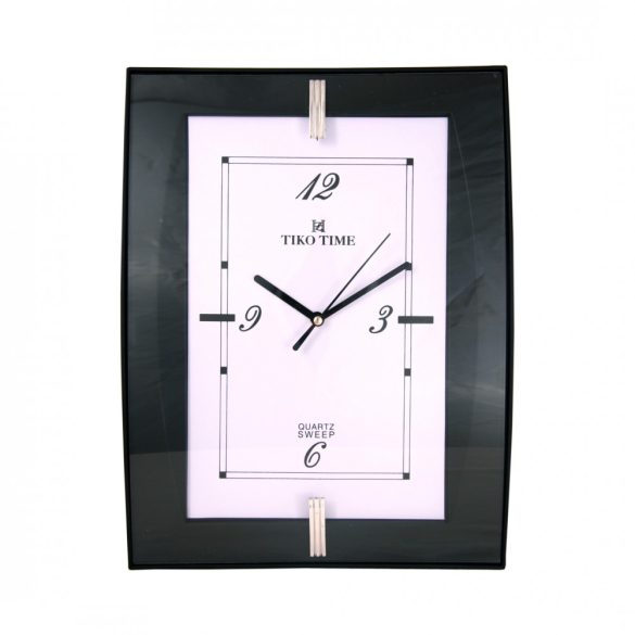 Ceas de perete Tiko Time negru, mecanism quartz silențios (sweep)
