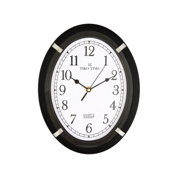 Ceas de perete Tiko Time negru, mecanism quartz silențios (sweep)