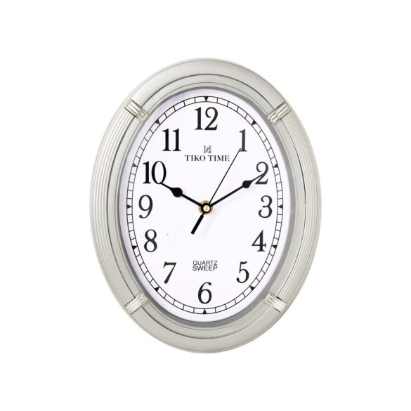 Ceas de perete Tiko Time argintiu, mecanism quartz silențios (sweep)