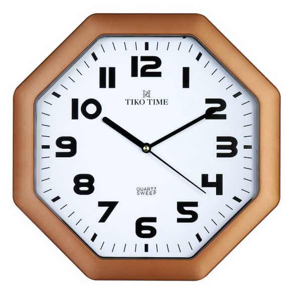 Tiko Time falióra, quartz, bronz színű műanyag tok, fehér színű arab számos számlap, sweep (halk járású)