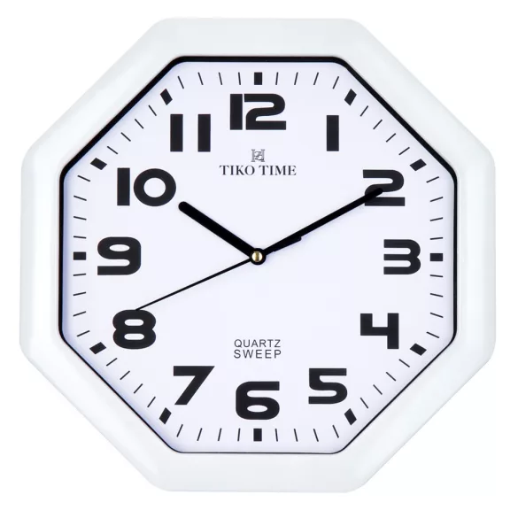 Tiko Time falióra, quartz, fehér színű tok, fehér számlap, sweep