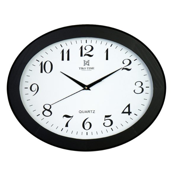 Tiko Time falióra, quartz, fekete színű fa tok, fehér arab számos számlap