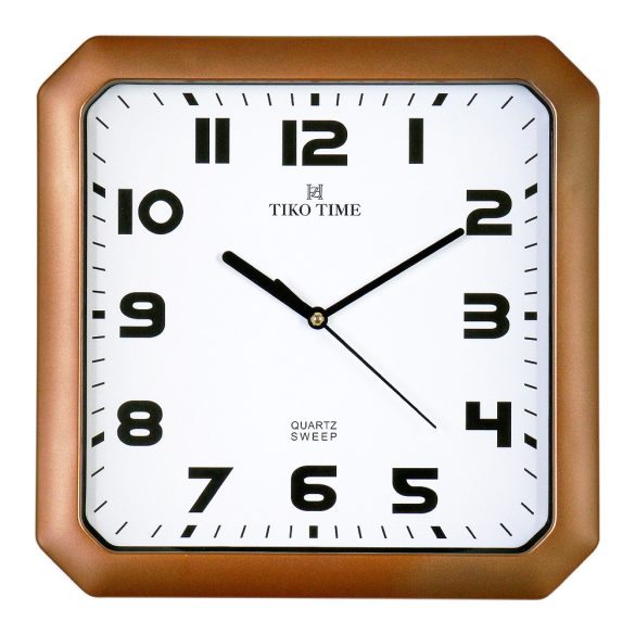 Tiko Time falióra, quartz, bronz színű műanyag tok, fehér színű számlap, sweep (halk járású)