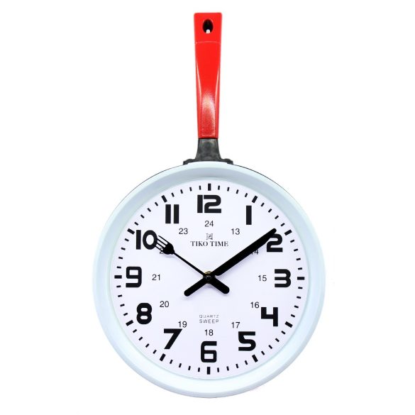 Tiko Time falióra, quartz, piros színű tok, fehér számlap (serpenyő forma)