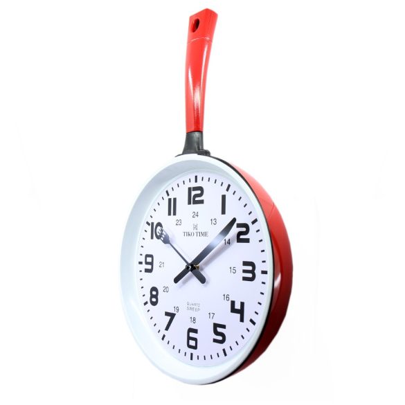 Tiko Time falióra, quartz, piros színű tok, fehér számlap (serpenyő forma)
