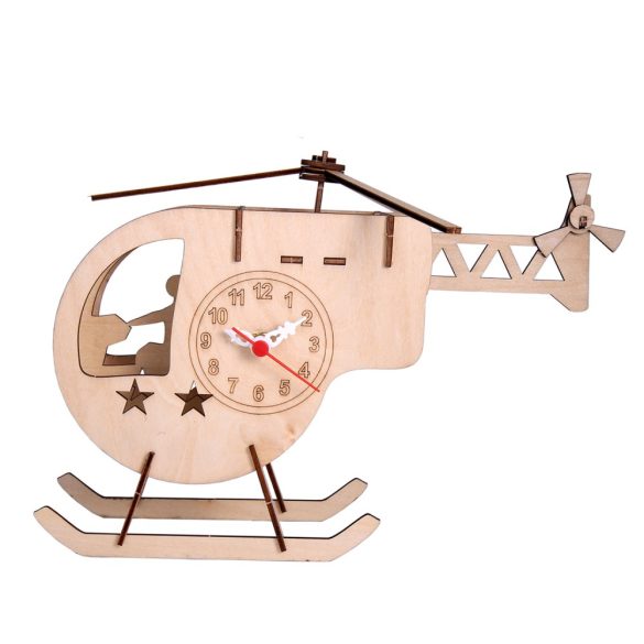 7635 ceas de masă puzzle din lemn în culoare naturală, formă elicopter