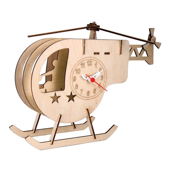 7635 ceas de masă puzzle din lemn în culoare naturală, formă elicopter