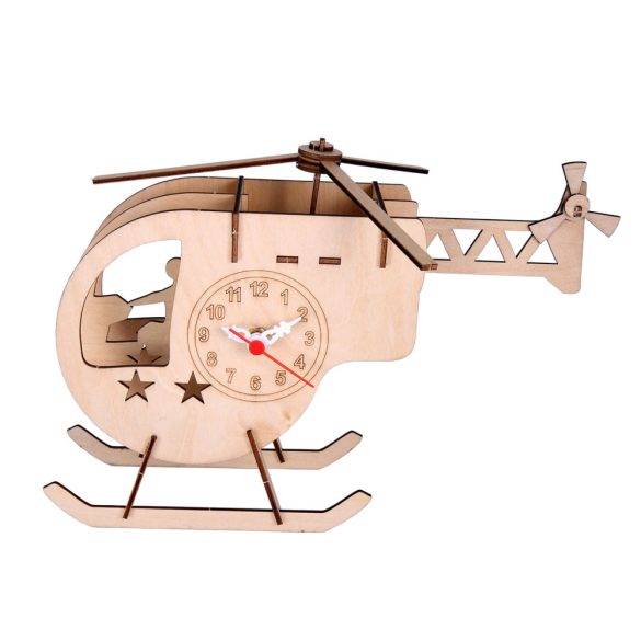7635 ceas de masă puzzle din lemn în culoare naturală, formă elicopter