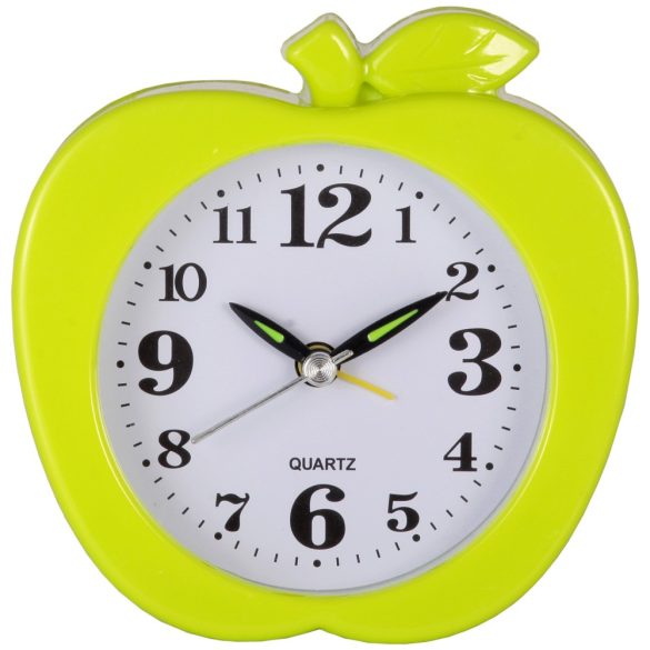 7637-0 ceas deșteptător verde în formă de măr, quartz