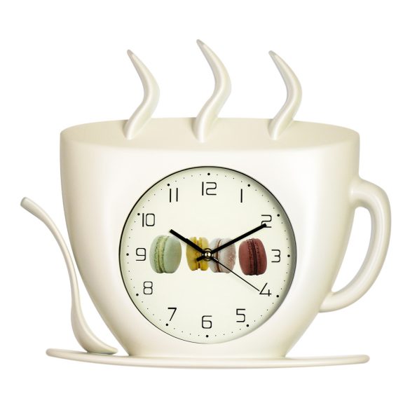 Falióra, quartz, kávéscsésze forma, krém színű tok, sweep (halk járású)