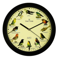   Tiko Time falióra, quartz, fekete színű tok, madaras számlap, (madárhangos)