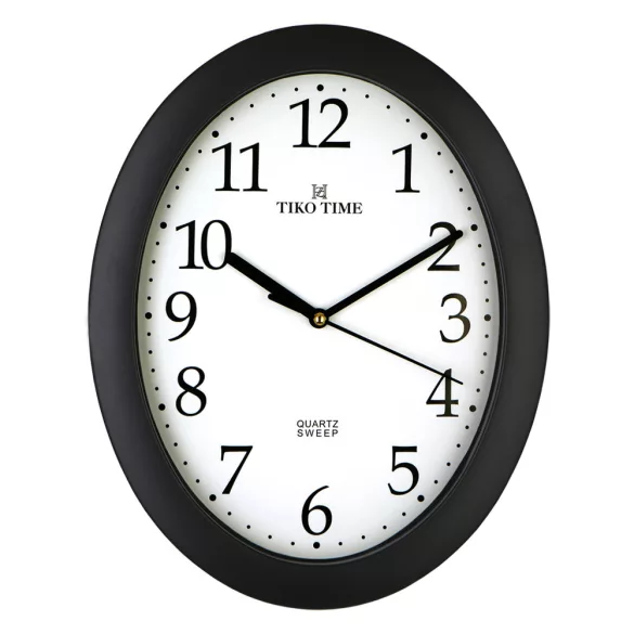 Tiko Time falióra, quartz, fekete színű tok, fehér számlap, sweep