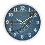   Falióra, quartz, fehér színű műanyag tok, kék színű arab számos számlap (farmer)