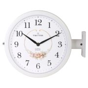   Tiko Time kétoldalas falióra, quartz, fehér tok, fehér számlap, sweep (halk járású)