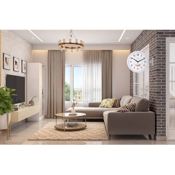 Tiko Time kétoldalas falióra, quartz, fehér tok, fehér számlap, sweep (halk járású)