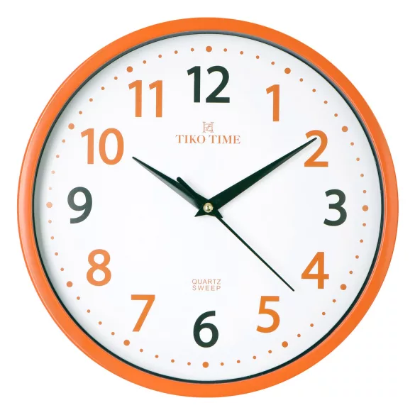 Tiko Time falióra, quartz, narancssárga színű tok, fehér számlap, sweep