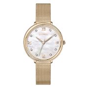   ASTRON 8065-9 női karóra, arany színű nemesacél tok, arany színű milánói csat, fehér számlap, keményített ásványüveg, quartz szerkezet, WR 50M vízállóság