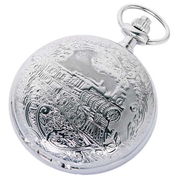 Astron férfi zsebóra, quartz, ezüst színű tok (vonatos), arab számos fehér számlap