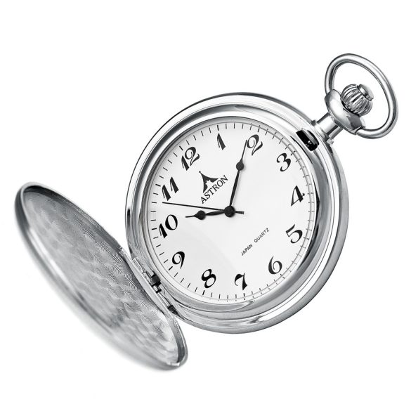 Astron férfi zsebóra, quartz, ezüst színű tok (pajzsos), arab számos fehér számlap