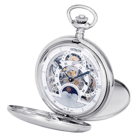 Astron férfi zsebóra, mechanikus, bicolor (ezüst + rózsaarany) színű tok, római számos fehér számlap