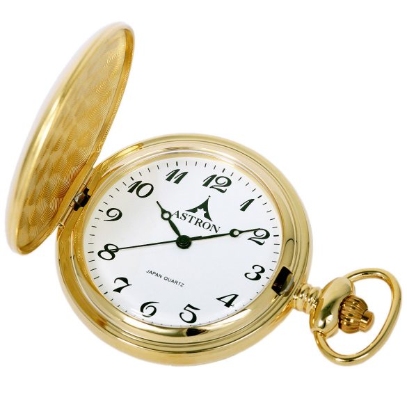 Astron férfi zsebóra, quartz, arany színű fémtok, fehér / arab számos számlap