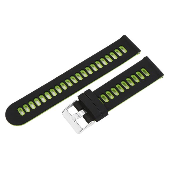 Műanyag okosóra szíj, gyorskioldós, fekete/zöld színű, normál hossz, 22mm