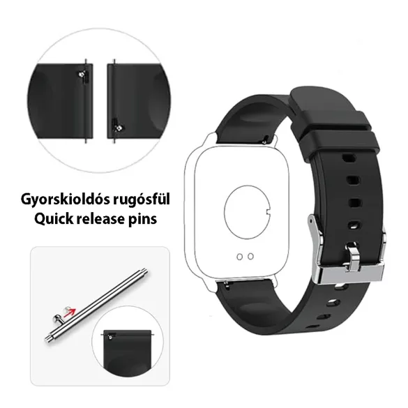 Műanyag okosóra szíj, gyorskioldós, púder színű, normál hossz, 18mm