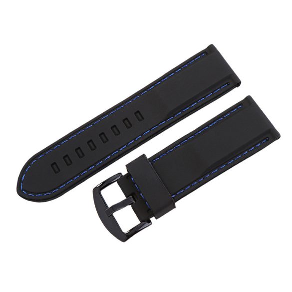 Műanyag szíj, fekete színű, 26 mm (kék varrással)