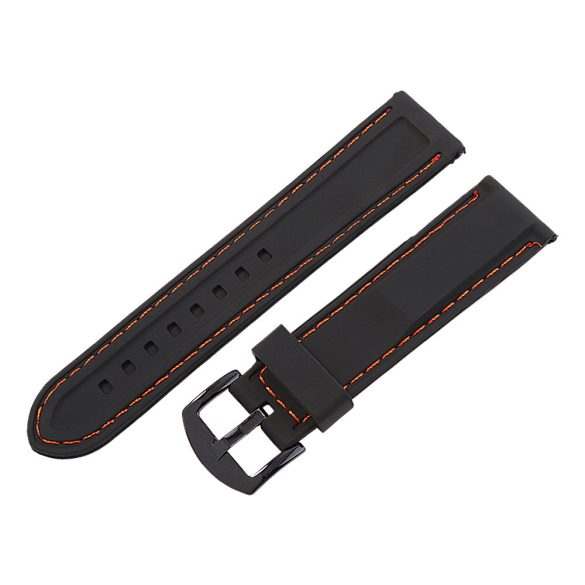 Műanyag szíj, fekete színű, 20 mm (narancssárga varrással)